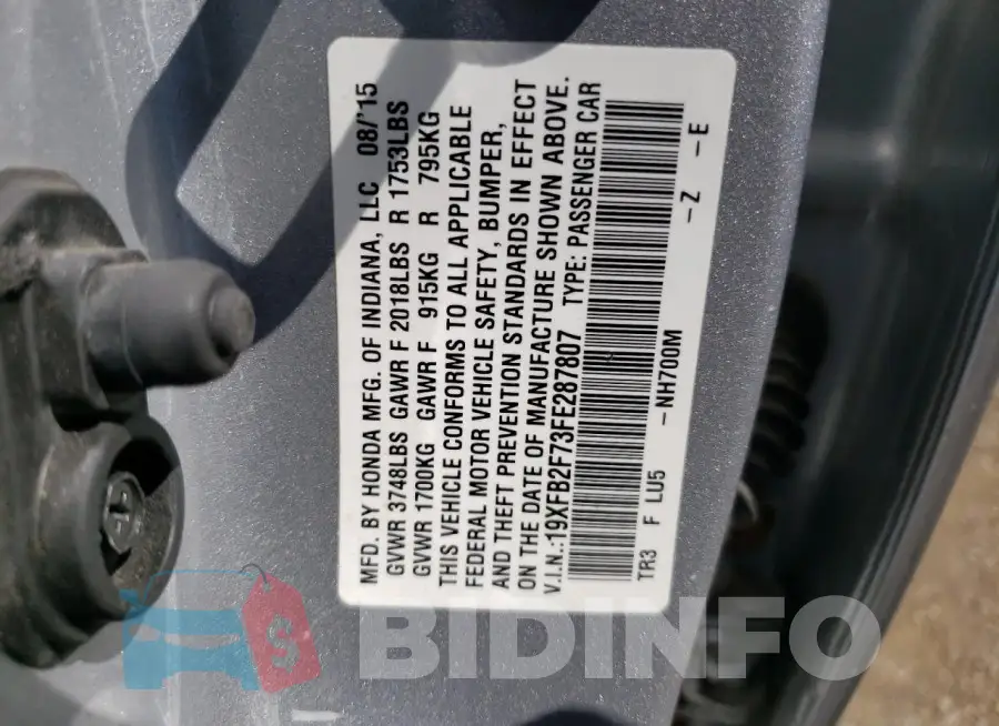 19XFB2F73FE287807 Photo# 12
