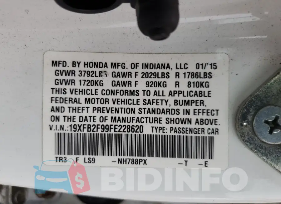 19XFB2F99FE228620 Photo# 13
