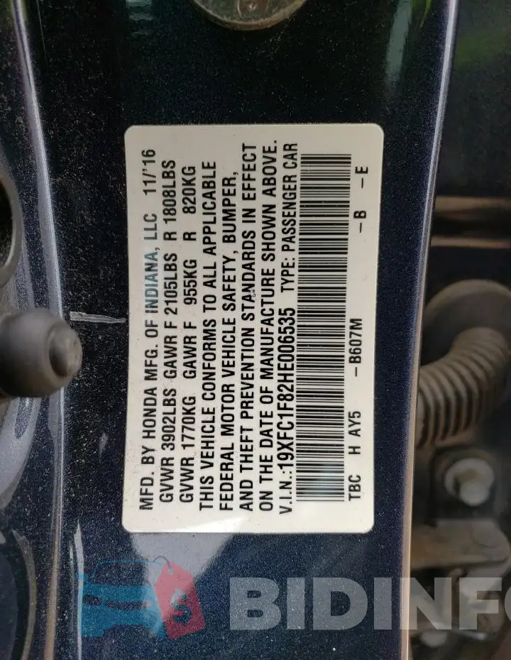 19XFC1F82HE006535 Photo# 12