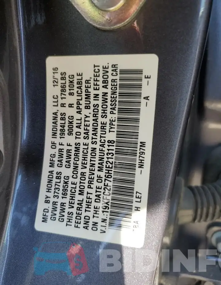 19XFC2F76HE213118 Photo# 12