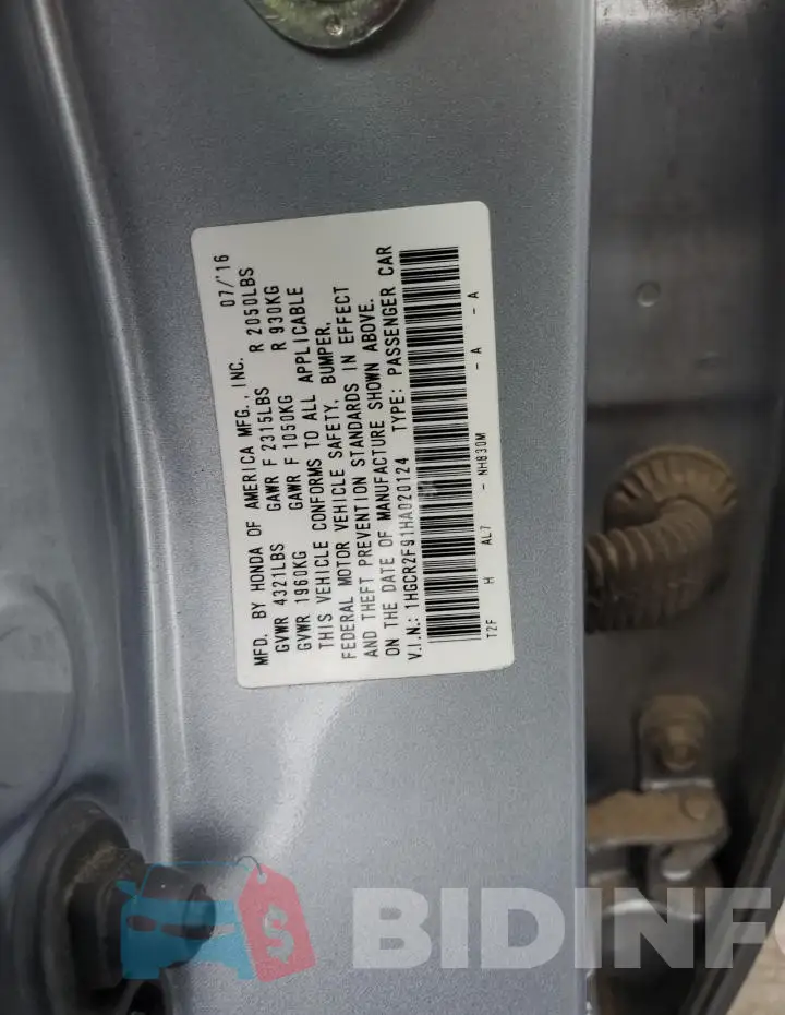 1HGCR2F91HA020124 Photo# 12
