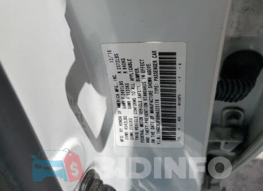 1HGCR3F88HA020179 Photo# 13