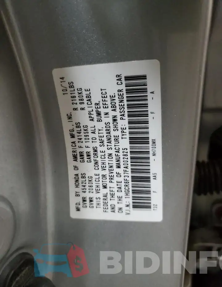 1HGCR6F37FA002825 Photo# 12