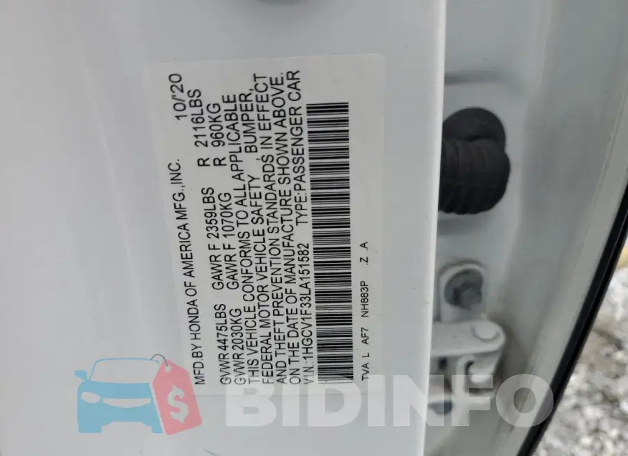 1HGCV1F33LA151582 Photo# 13