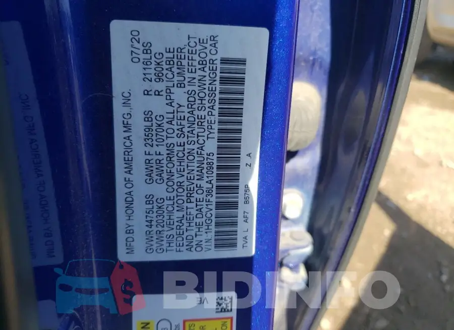 1HGCV1F36LA109875 Photo# 13