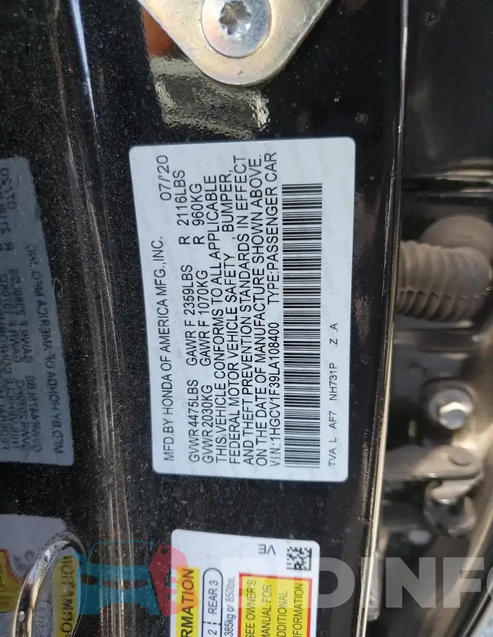 1HGCV1F39LA108400 Photo# 12