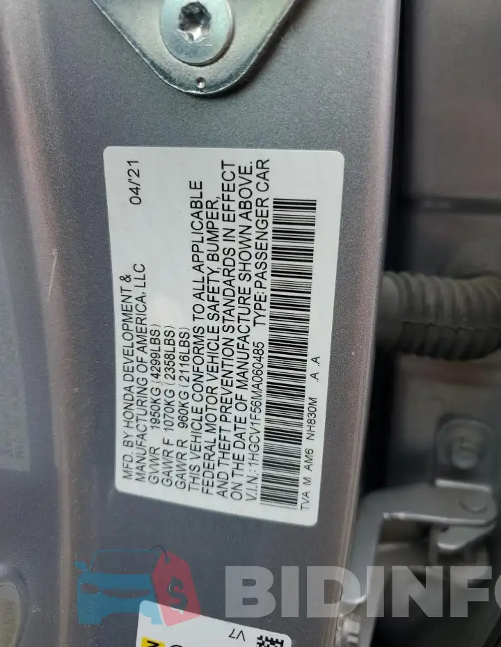 1HGCV1F56MA060485 Photo# 12