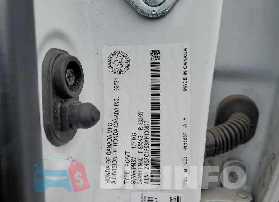 2HGFC1F96MH100877 Photo# 13