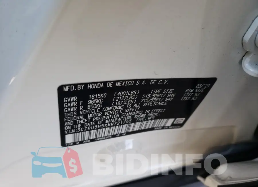 3CZRU5H5XMM721755 Photo# 14