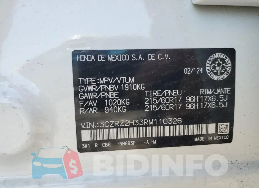 3CZRZ2H33RM110326 Photo# 14