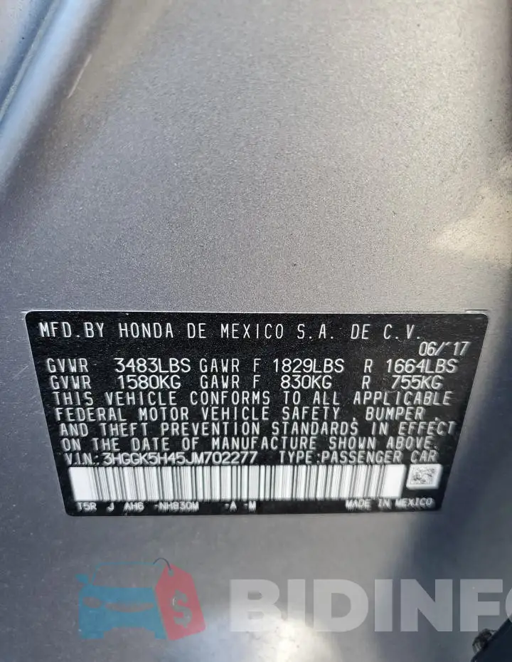 3HGGK5H45JM702277 Photo# 12