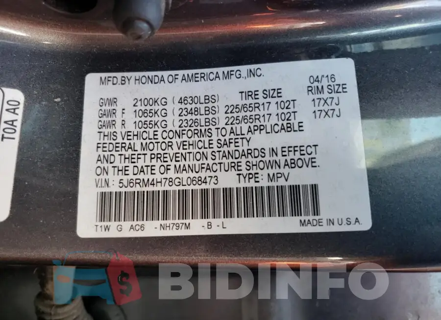 5J6RM4H78GL068473 Photo# 12