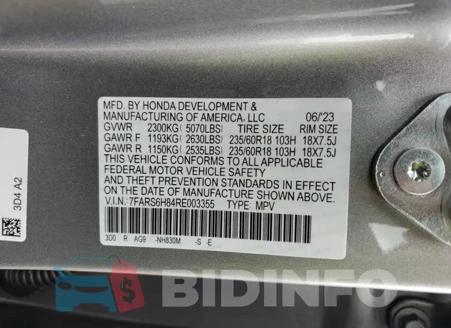 7FARS6H84RE003355 Photo# 14