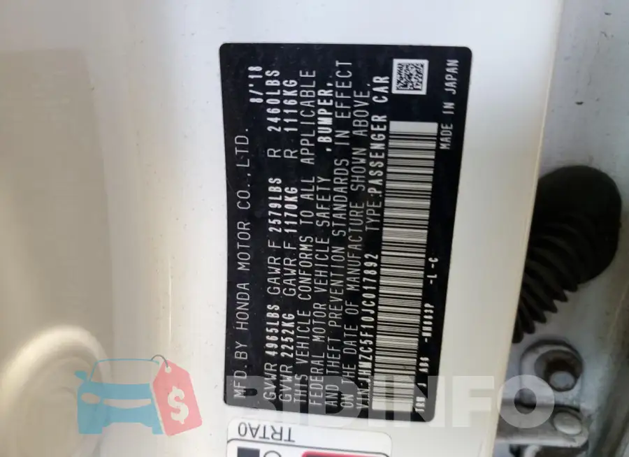 JHMZC5F10JC017892 Photo# 13