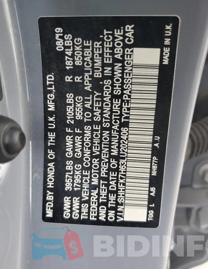 SHHFK7H63LU202406 Photo# 13