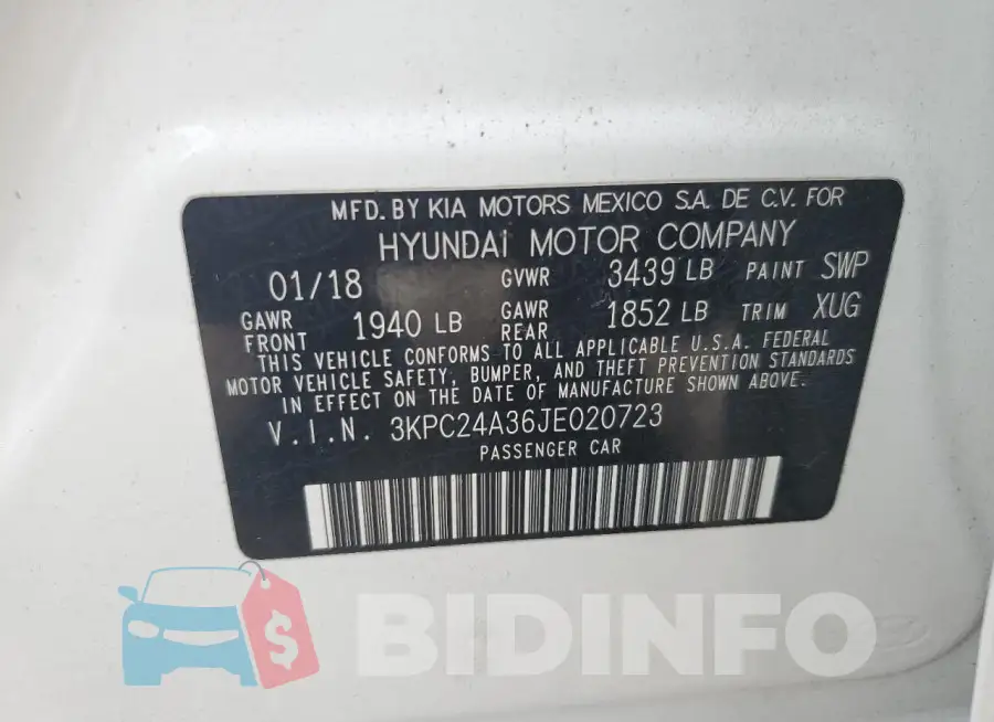 3KPC24A36JE020723 Photo# 12