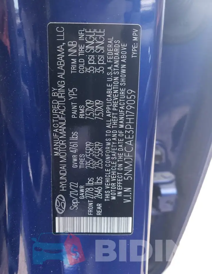 5NMJFCAE3PH179059 Photo# 13