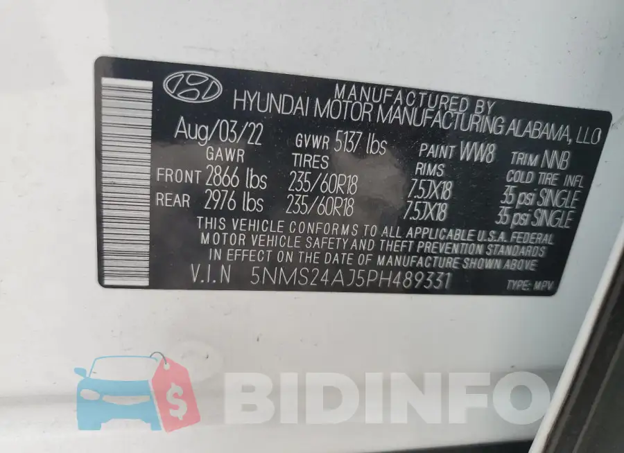 5NMS24AJ5PH489331 Photo# 13