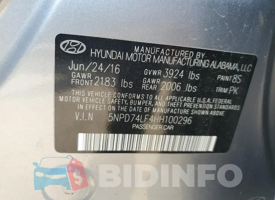 5NPD74LF4HH100296 Photo# 12