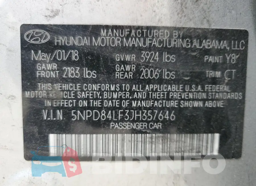 5NPD84LF3JH357646 Photo# 12