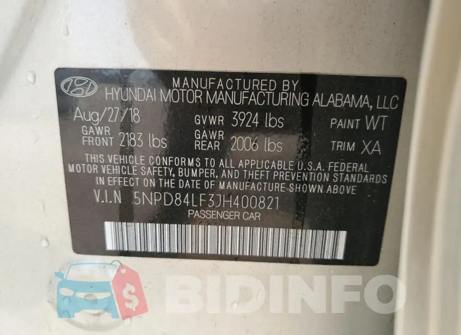 5NPD84LF3JH400821 Photo# 12
