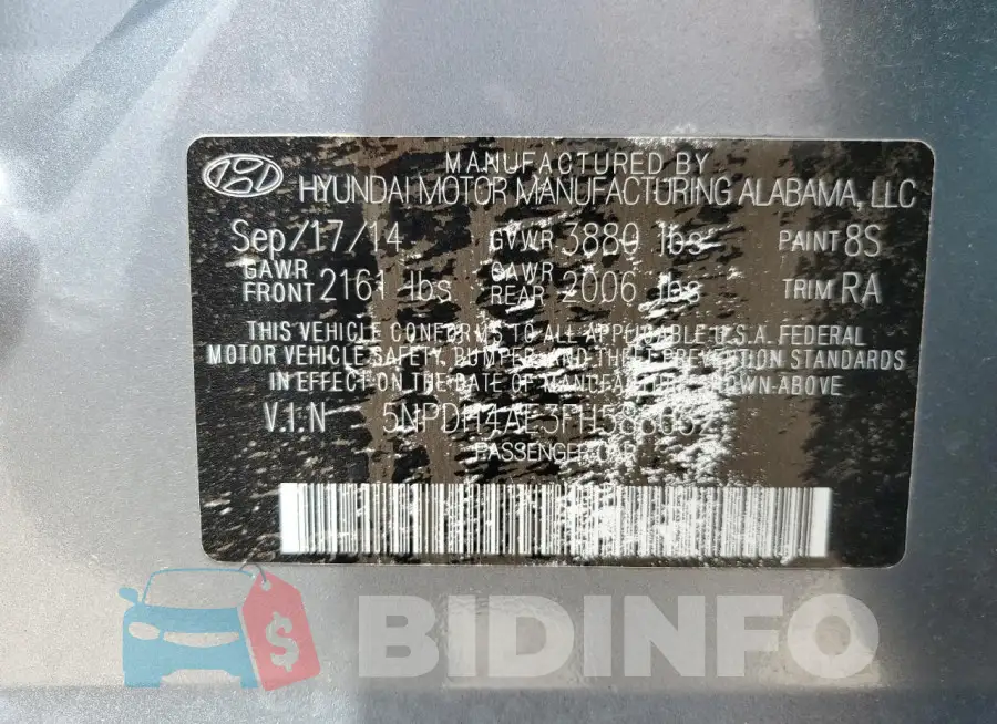 5NPDH4AE3FH588032 Photo# 13