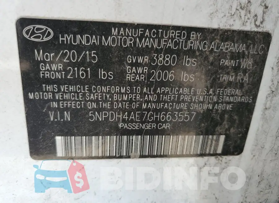 5NPDH4AE7GH663557 Photo# 12
