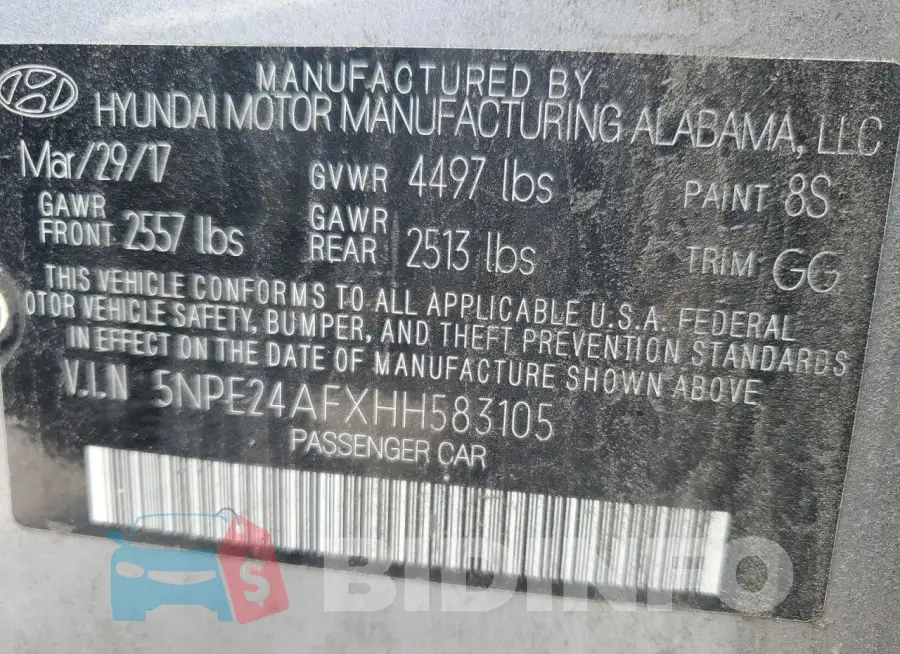 5NPE24AFXHH583105 Photo# 12