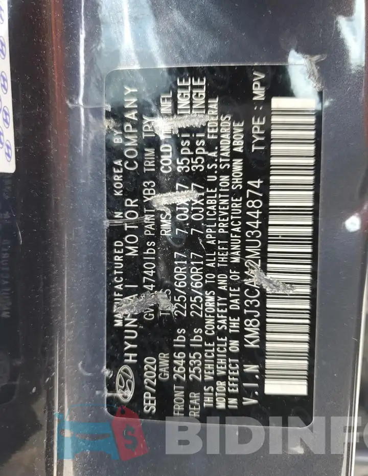 KM8J3CA42MU344874 Photo# 13