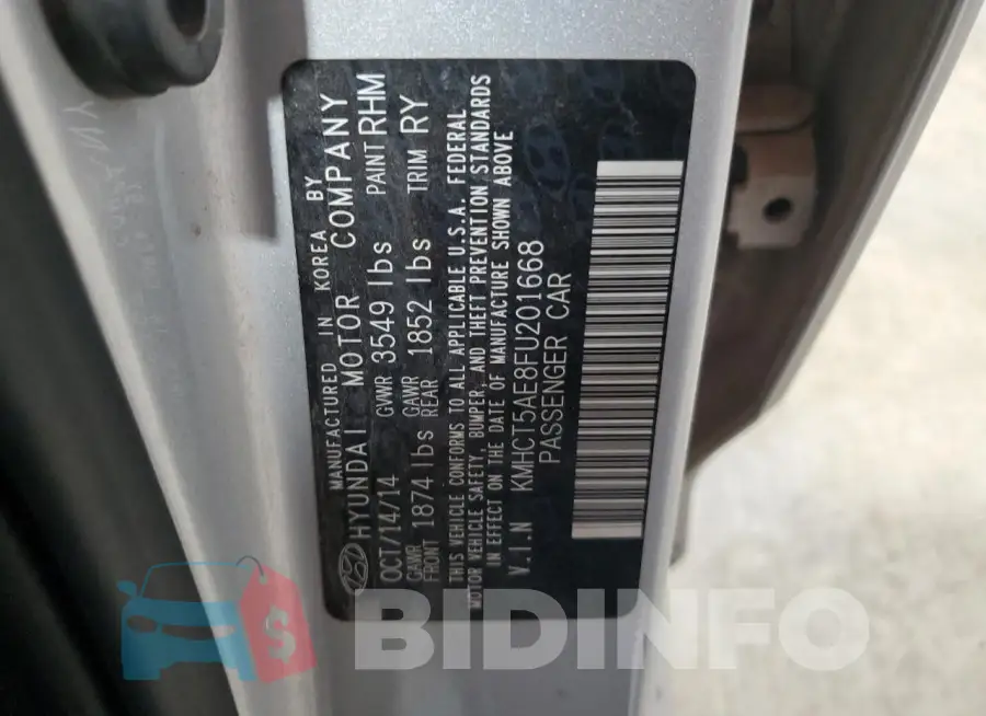 KMHCT5AE8FU201668 Photo# 12