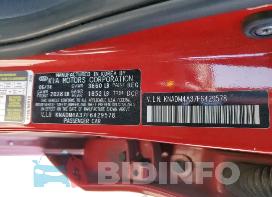 KNADM4A37F6429578 Photo# 12