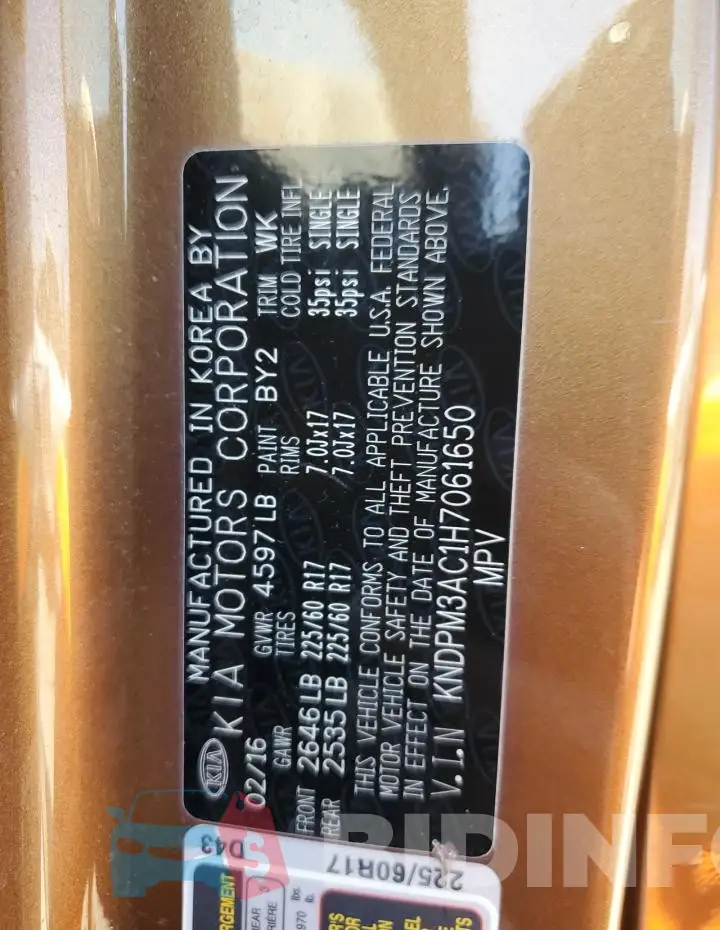 KNDPM3AC1H7061650 Photo# 14