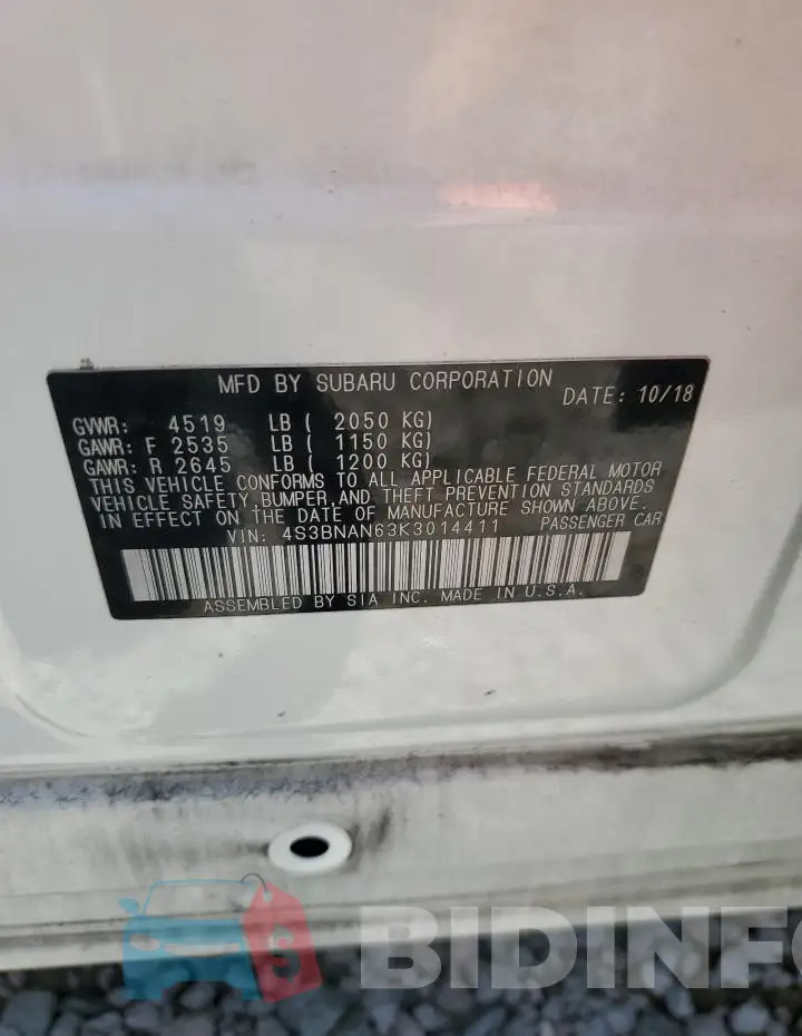 4S3BNAN63K3014411 Photo# 12