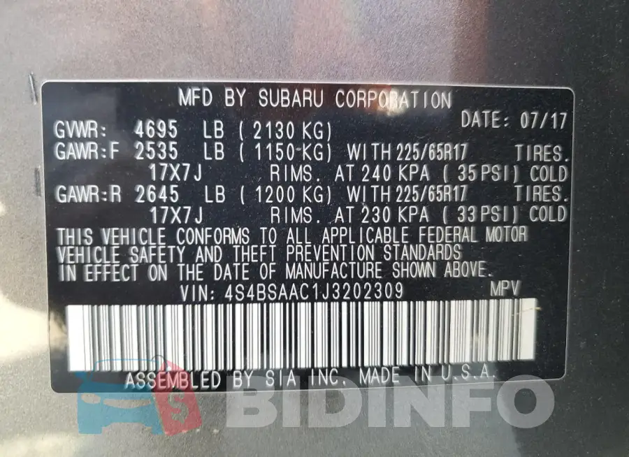 4S4BSAAC1J3202309 Photo# 14
