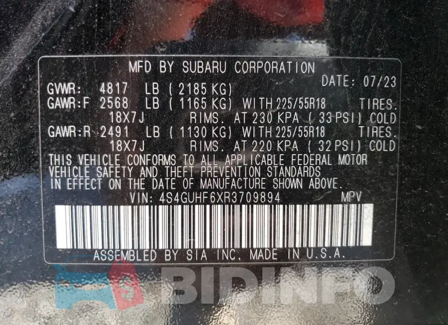 4S4GUHF6XR3709894 Photo# 14