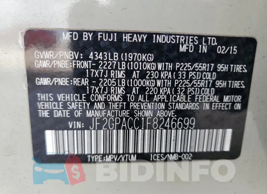 JF2GPACC1F8246699 Photo# 13