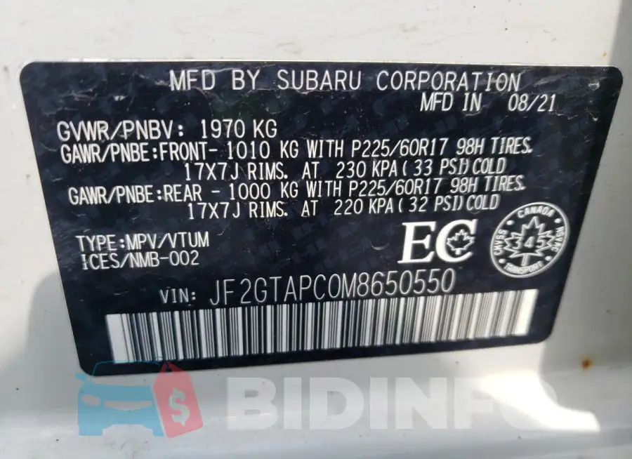 JF2GTAPC0M8650550 Photo# 14