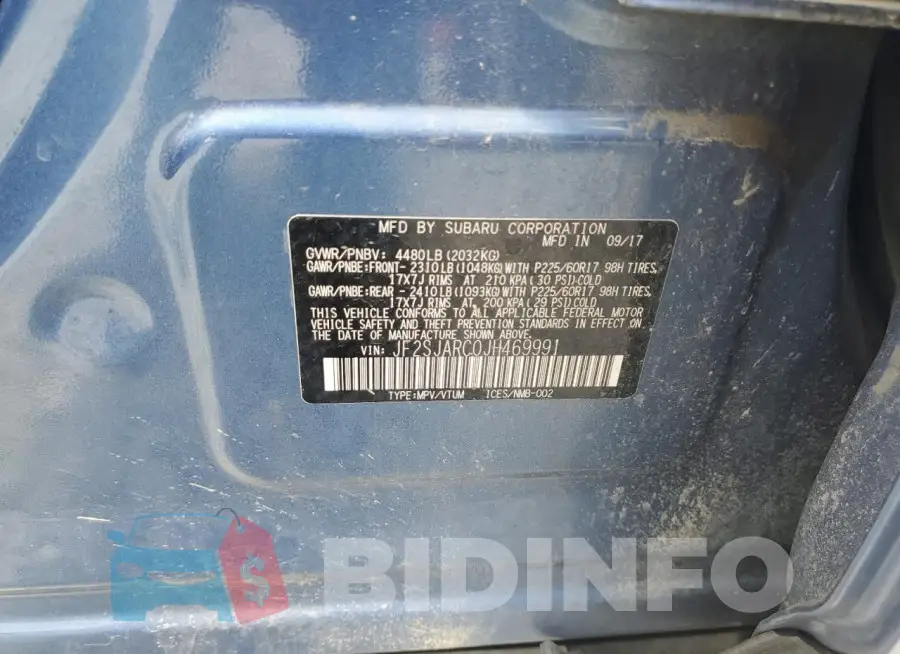 JF2SJARC0JH469991 Photo# 13