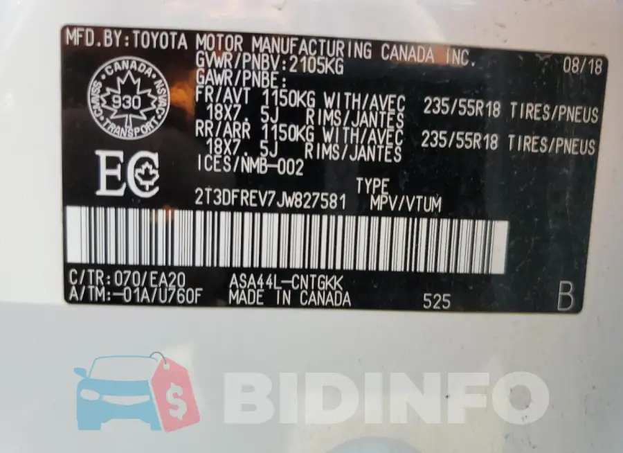 2T3DFREV7JW827581 Photo# 13