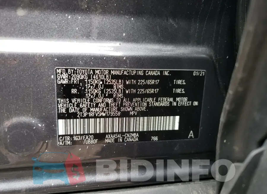 2T3P1RFV5MW179558 Photo# 13