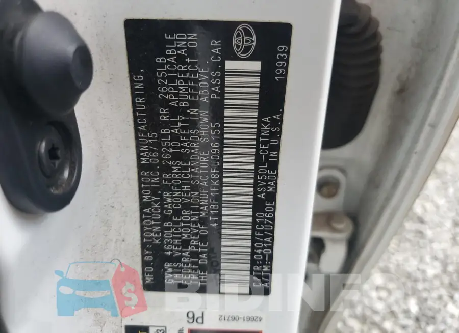 4T1BF1FK8FU096155 Photo# 12