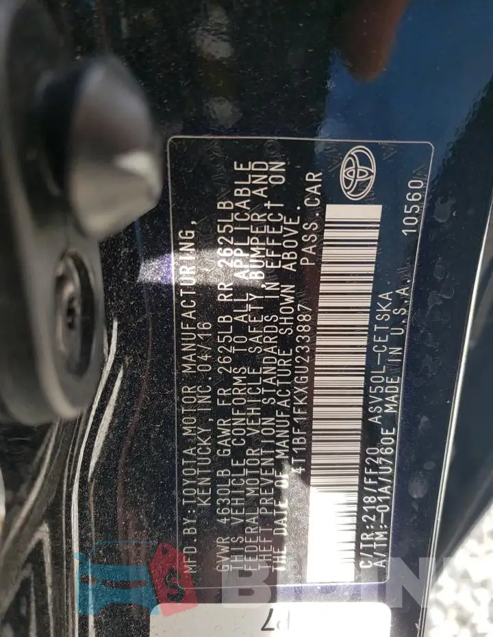 4T1BF1FKXGU233887 Photo# 12