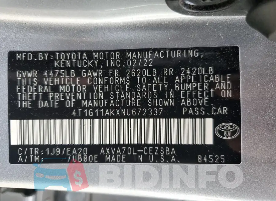 4T1G11AKXNU672337 Photo# 13