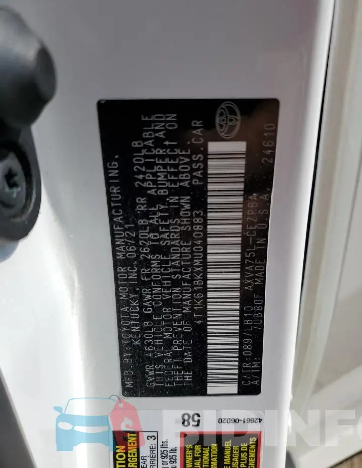 4T1K61BKXMU040883 Photo# 12