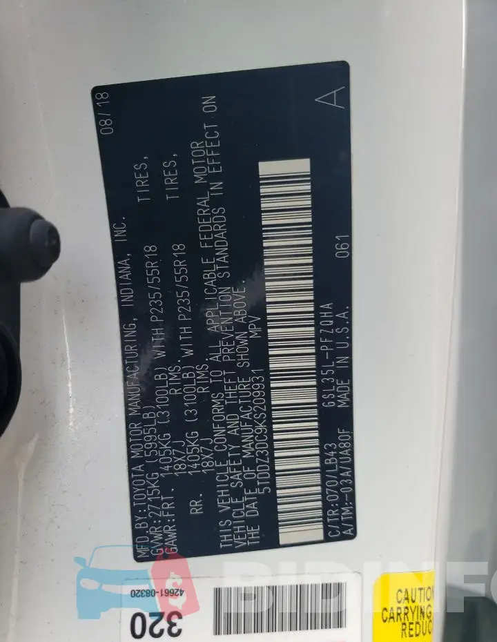 5TDDZ3DC9KS209931 Photo# 13