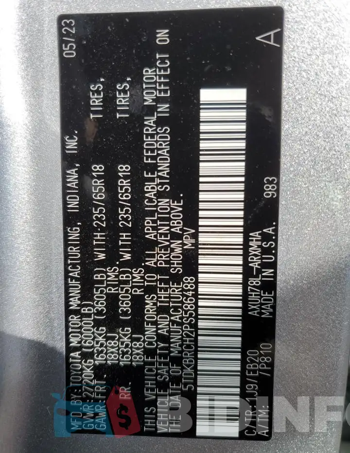 5TDKBRCH2PS586488 Photo# 14