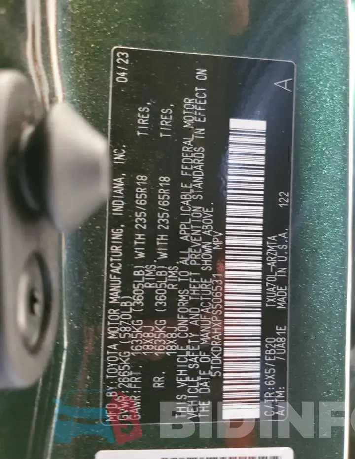 5TDKDRAHXPS506531 Photo# 13