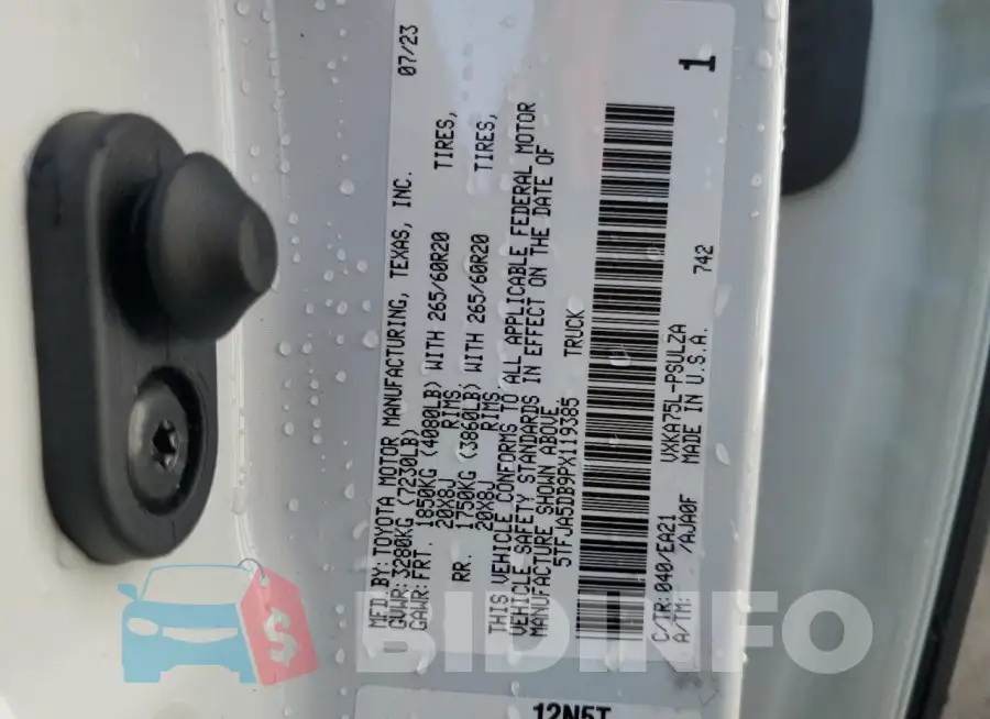 5TFJA5DB9PX119385 Photo# 13