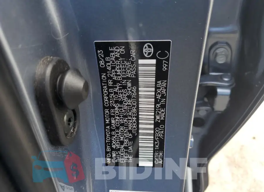 JTDBCMFE8RJ017646 Photo# 13