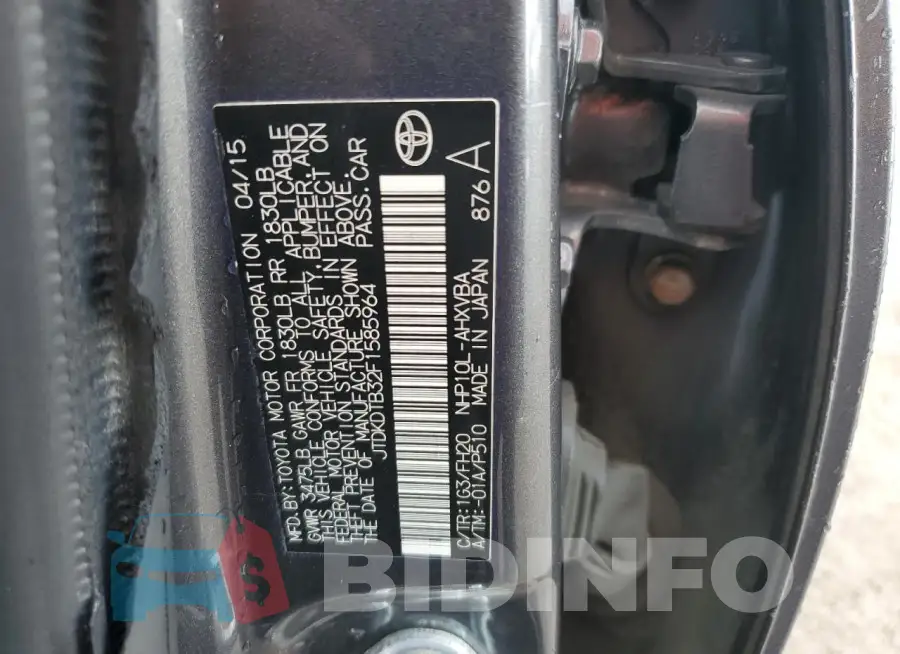 JTDKDTB32F1585964 Photo# 13